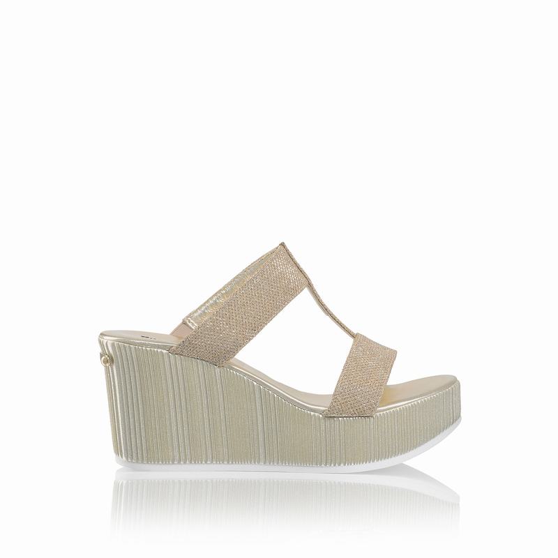 Russell & Bromley Pukka Mid Wedge Sandals Womens Metallic [CXR2082HC]